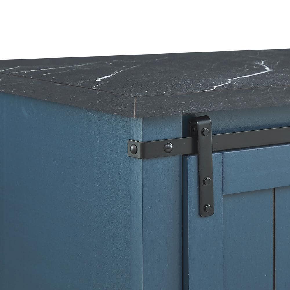 47" Wine Bar Cabinet Navy - Home Essentials