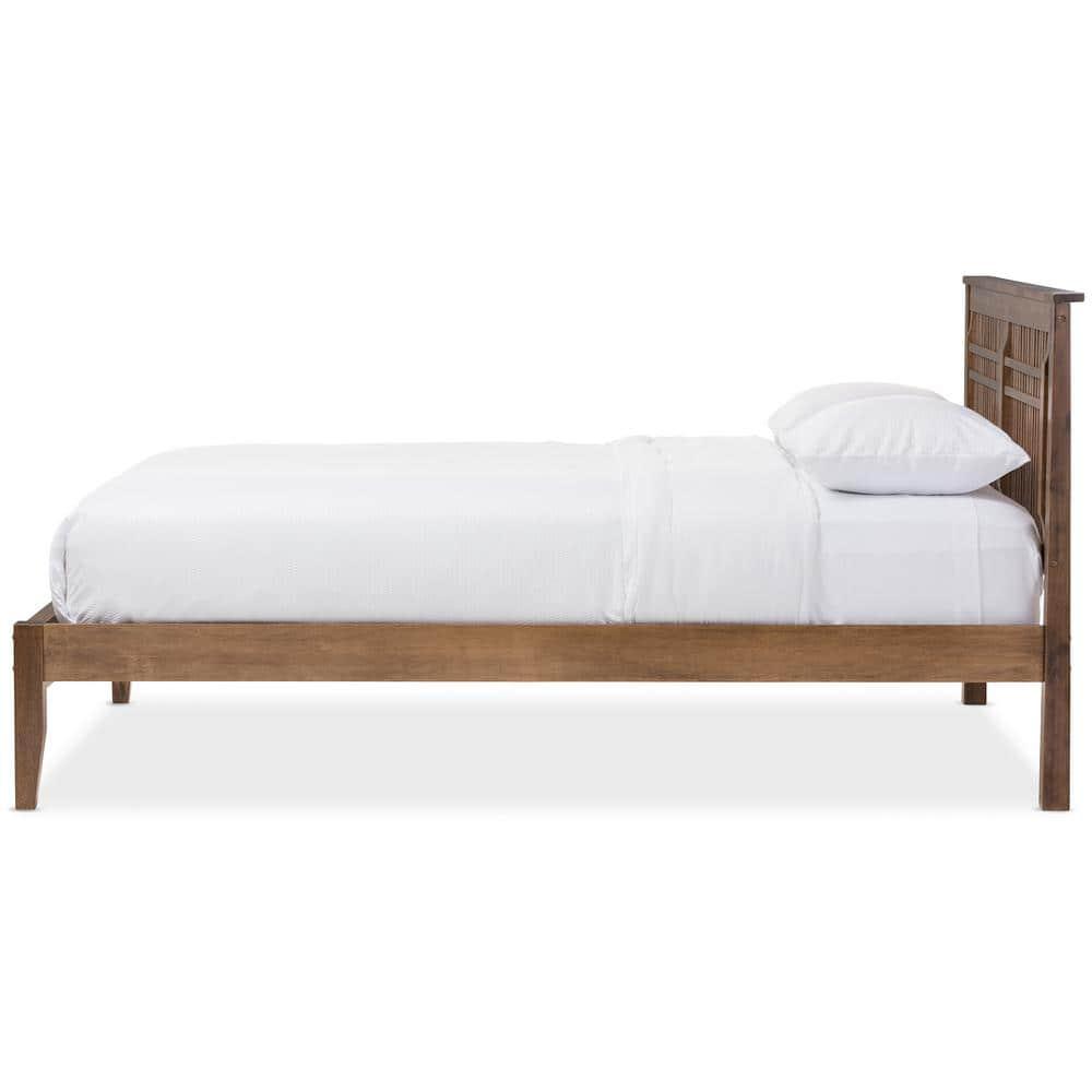 Wholesale Interiors Loafey Mid-Century Modern King Size Platform Bed with Tapered Legs, Walnut