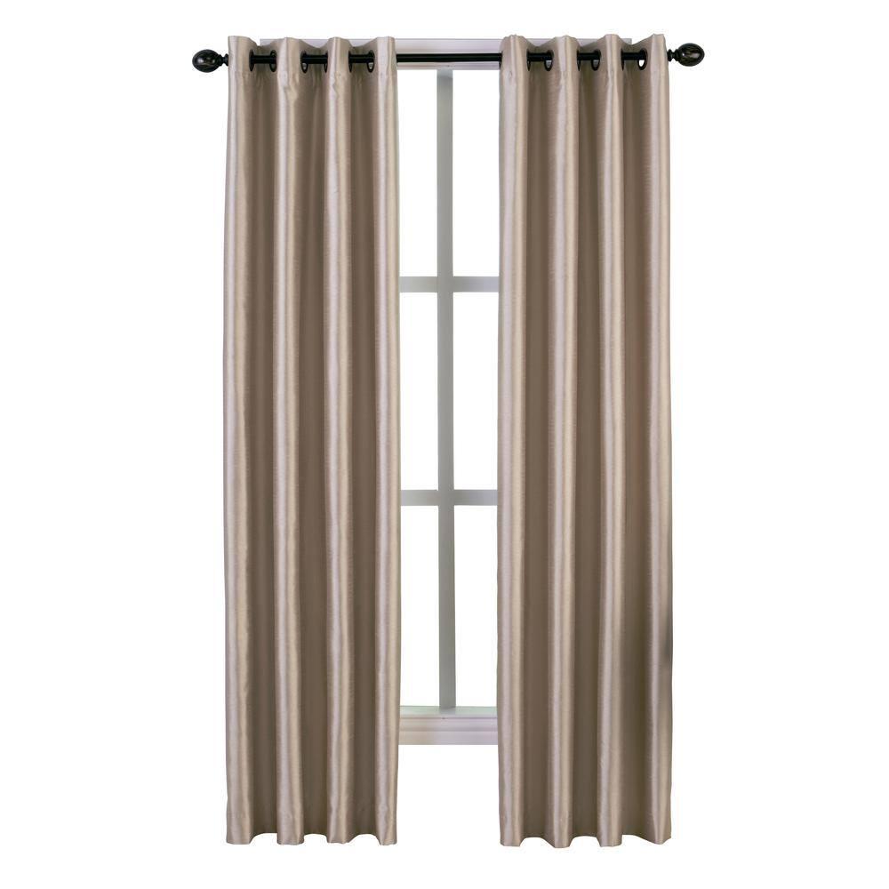 Curtainworks Malta Indoor Curtain, Polyester Room Darkening Faux Silk Grommet Single Panel, Sand, 50" x 84"
