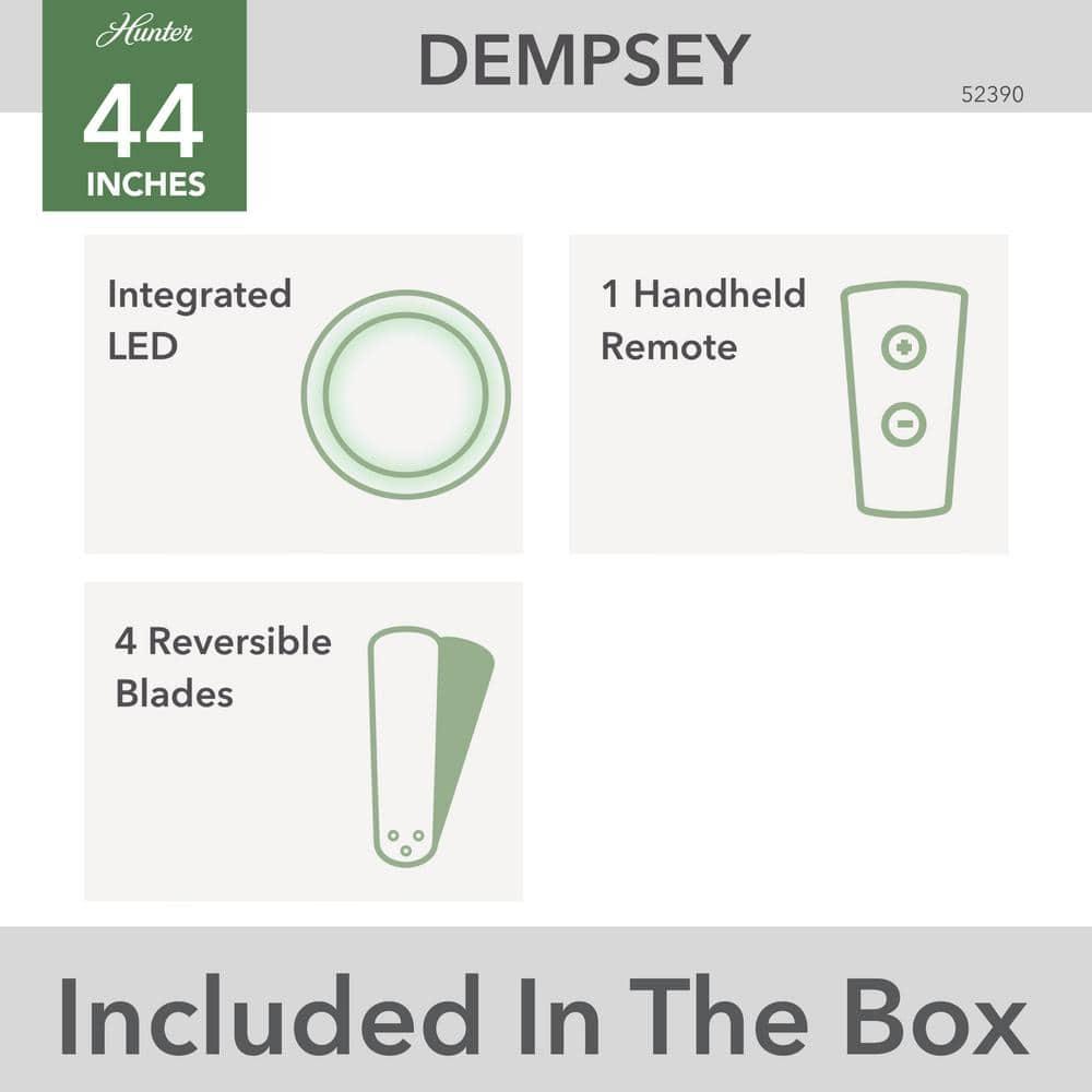 Dempsey Low Profile 44" 4 - Blade Indoor Flush Mount Small Room Ceiling Fan with Lights and Remote