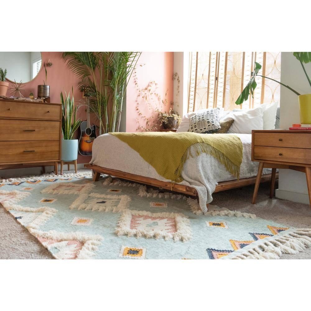 Unique Loom 5' 1 x 8' 0 Mesa Papago Light Aqua Area Rug
