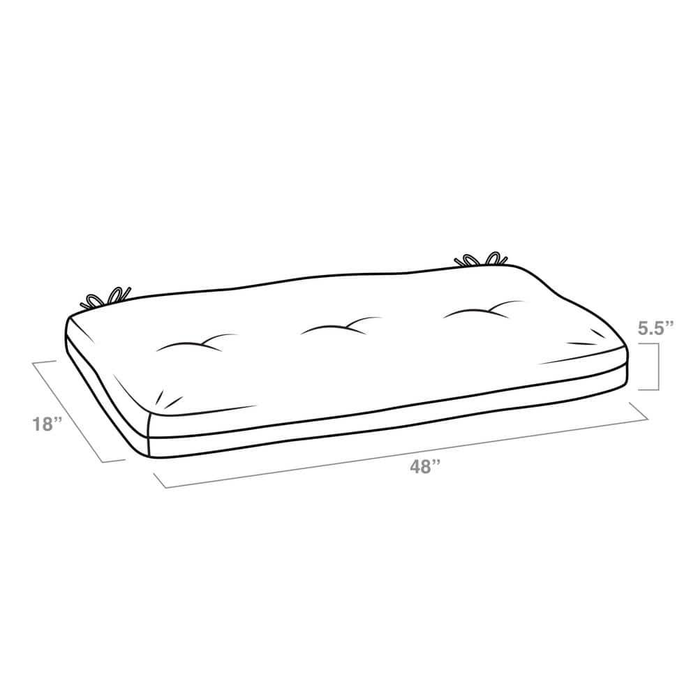 48 in. x 18 in. Rectangular Outdoor Plush Modern Tufted Bench Cushion, Sapphire Blue Leala
