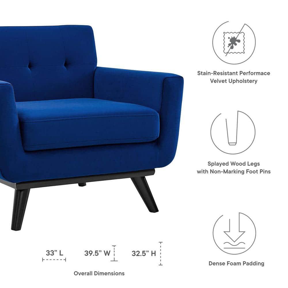 Engage Performance Velvet Armchair Navy - Modway