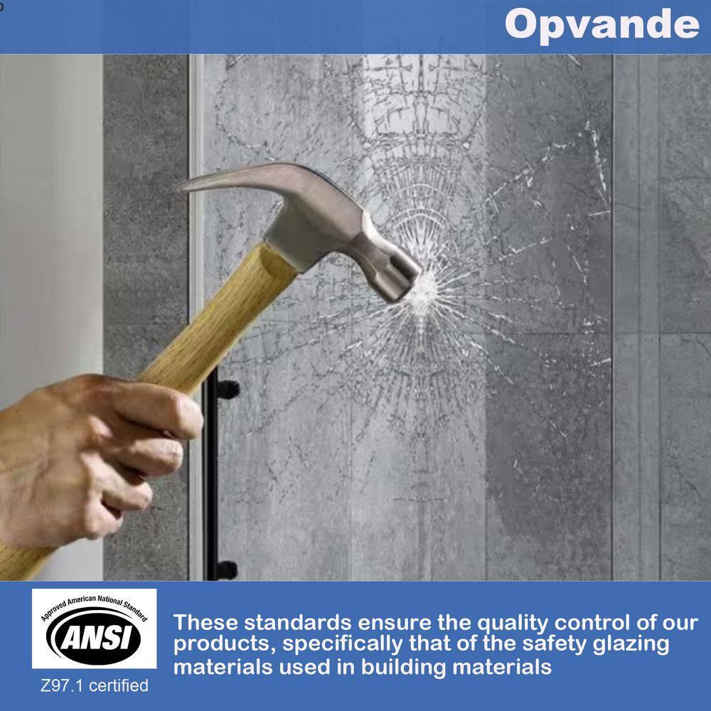 OPVANDE MT 8-2001-6076BLK 56-60 In. W X 76 In. H Single Sliding Frameless Shower Door With 5/16 In. (8 Mm) Tempered Glass