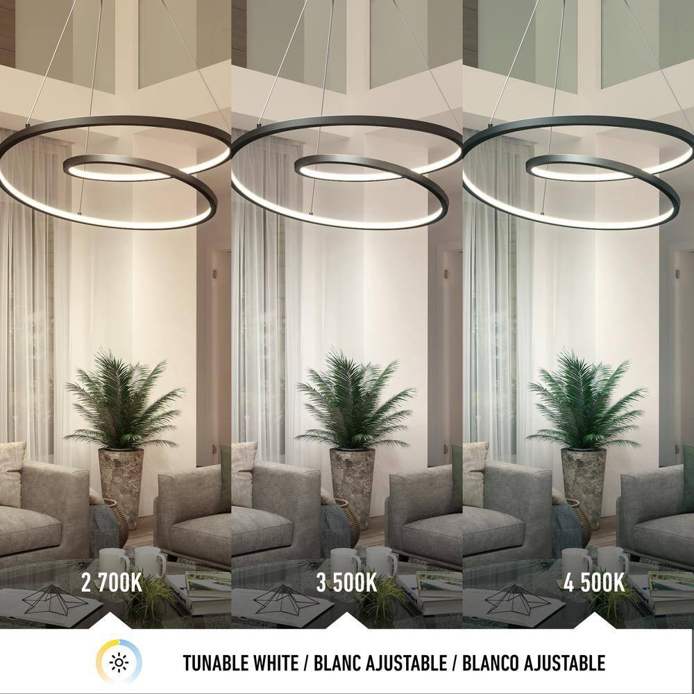 Artika Salto 26-Watt 1 Light Black Modern 3 CCT Integrated LED Pendant Light Fixture for Dining Room or Kitchen