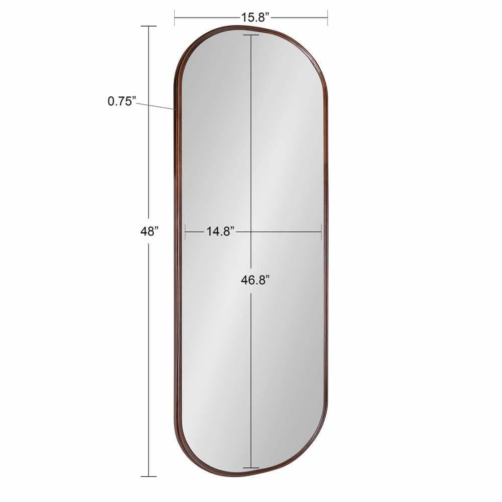 Kate and Laurel Caskill Modern Framed Capsule Mirror, 16 x 48, Bronze, Decorative Oval Accent Mirror for Wall