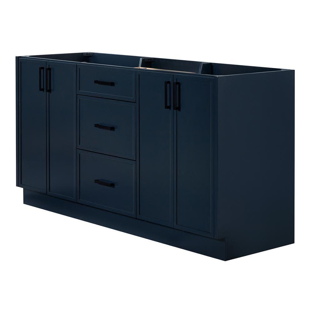Midnight Blue 66" Freestanding Double Sink Wood Vanity Cabinet