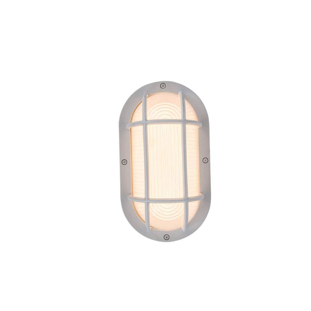 Coastal San Diego White Outdoor Integrated LED Bulkhead Wall Lantern