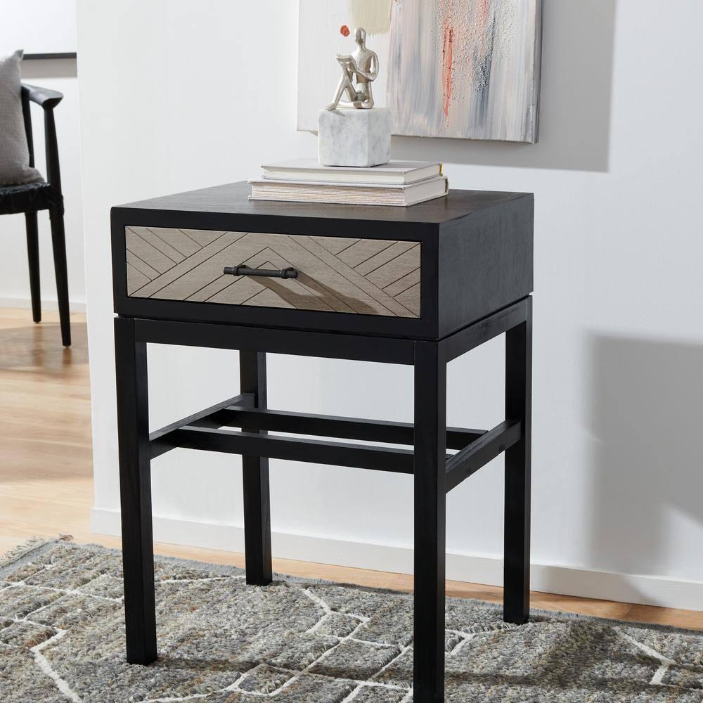 Ajana 1 Drawer Accent Table - Black - Safavieh.