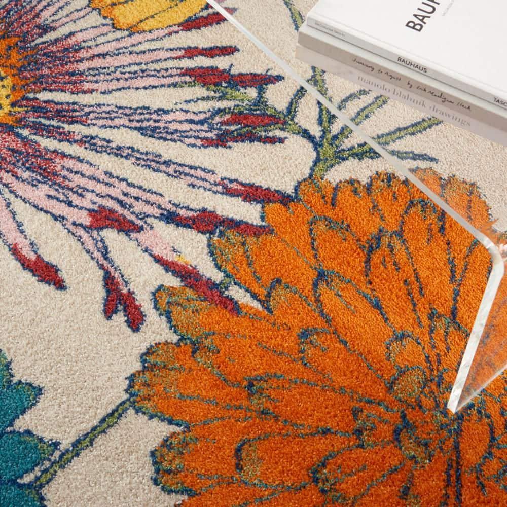 Nourison Allur Oversized Flowers Indoor Area Rug Ivory Multicolor 4' x 6'