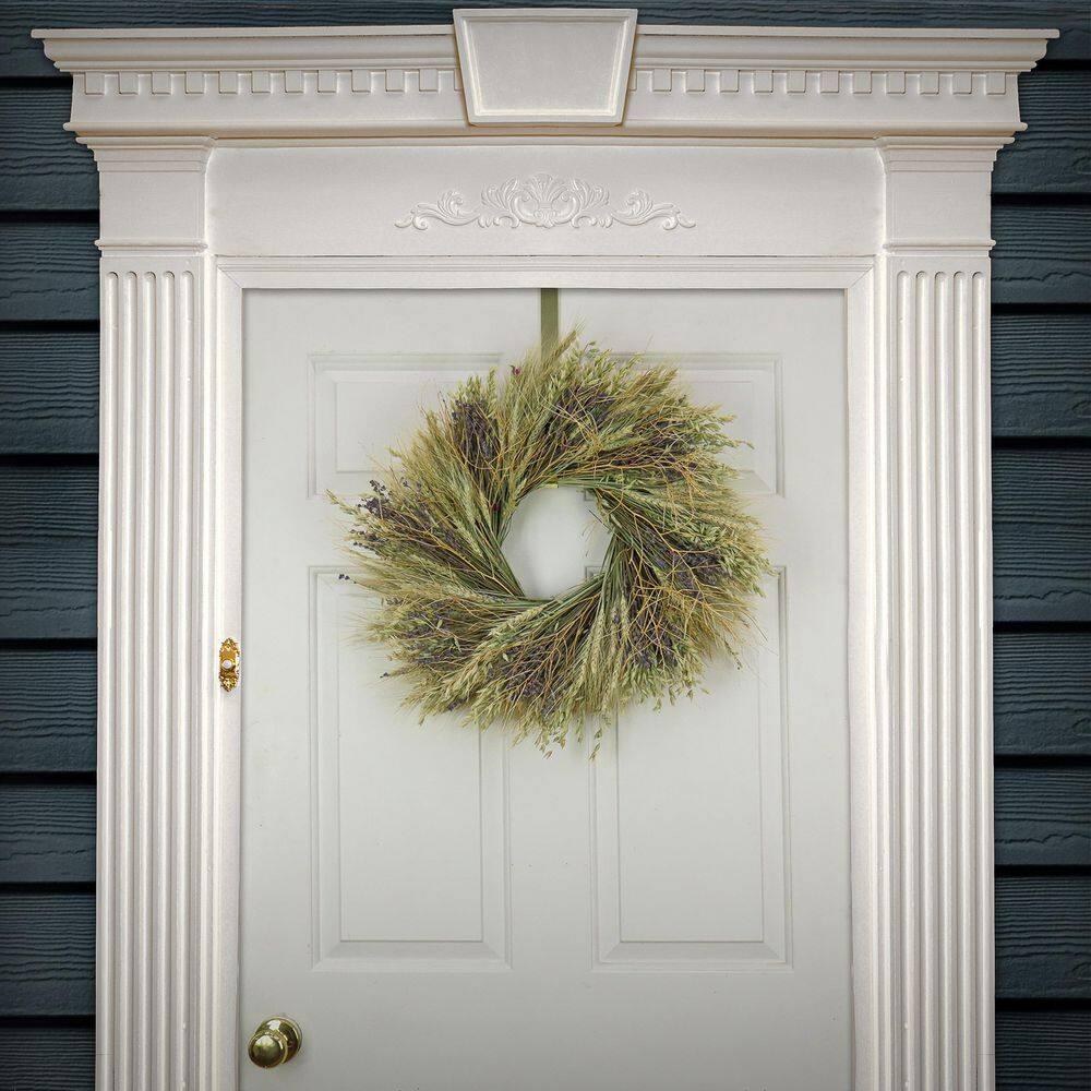 22" Artificial Wheat Stalks Spring Wreath with Lavender and Leafy Greens - National Tree Company