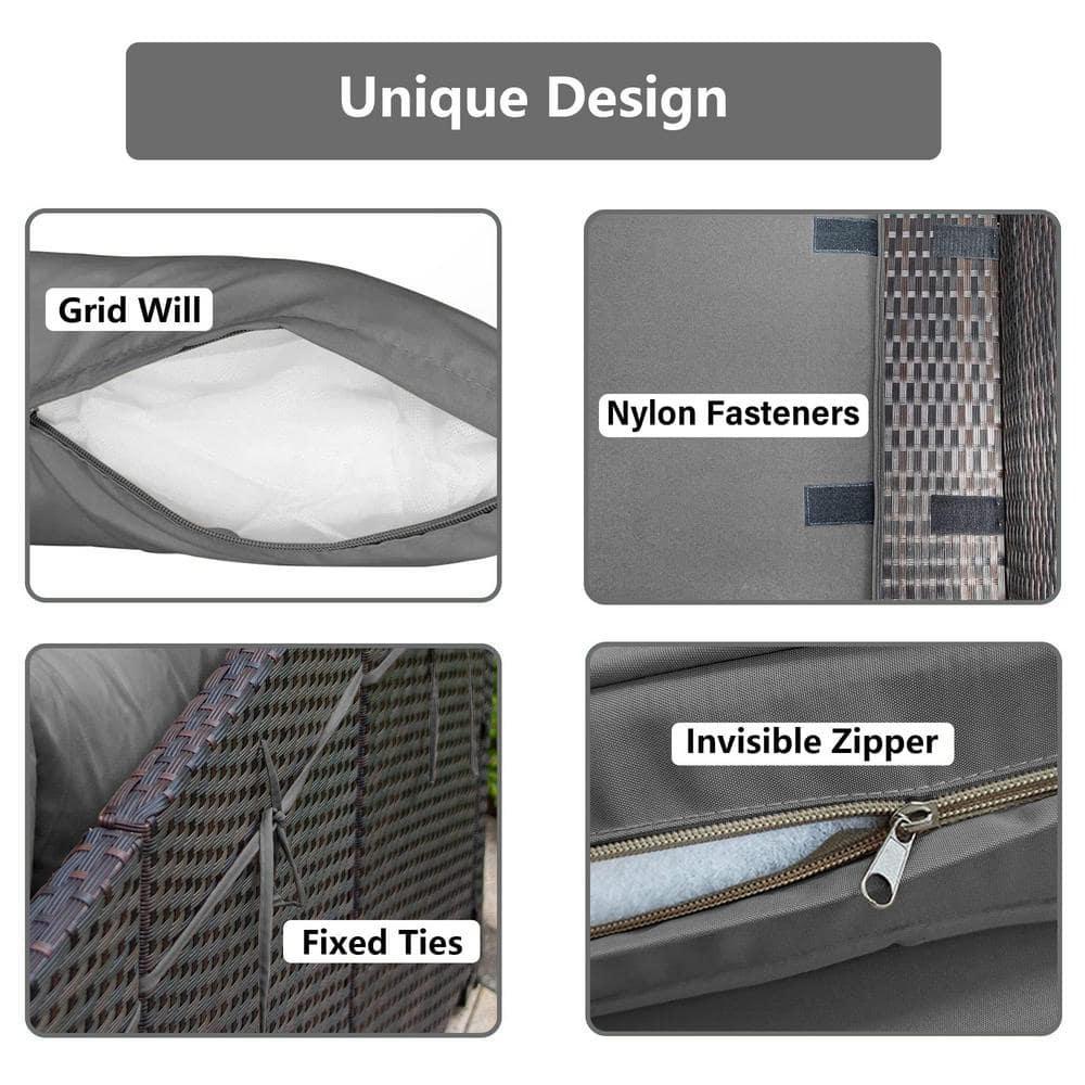 Kimunuk 14 Piece Outdoor Furniture Replacement Cushions, 5" Foam Foam High-Density, Fits 6-Seat Sectional Rattan Conversation Set, Patio Water-Resistant Sofa Cushions, Light Grey