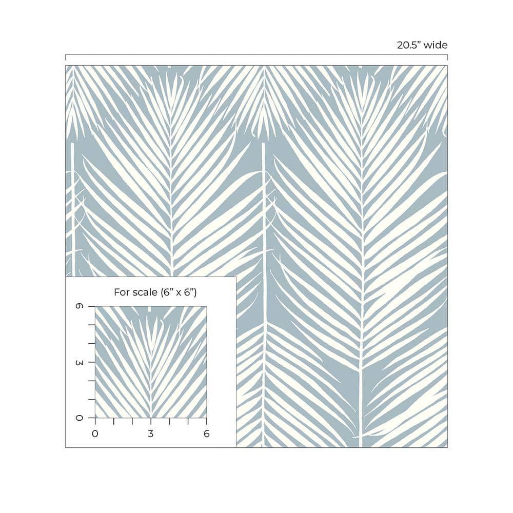 Seabrook Designs Light Blue Palm Silhouette Prepasted Wallpaper
