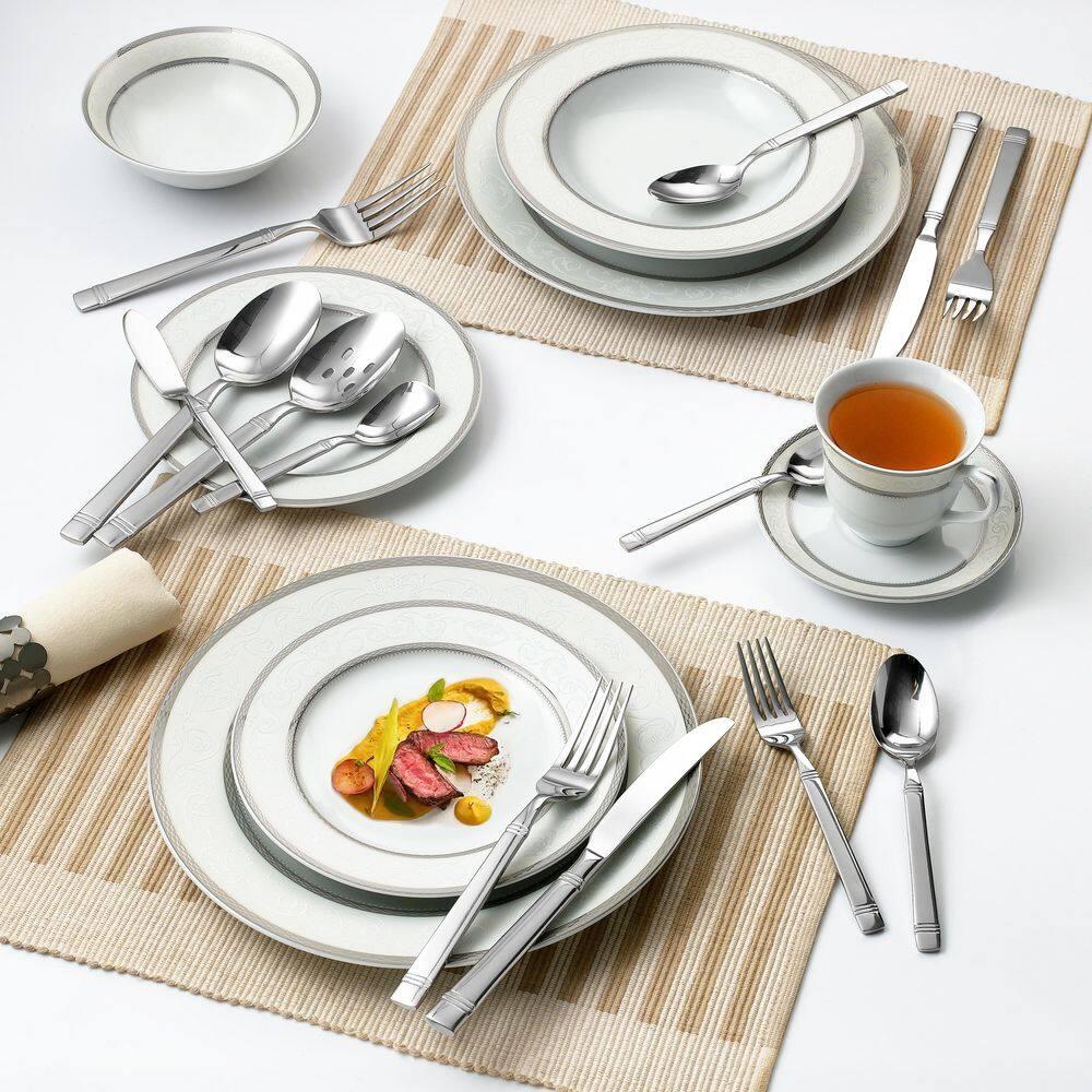 Lorren Home Trends Lorren Home Trends 45 Piece Stainless Steel Flatware Set, Service for 8, Dishwasher Safe