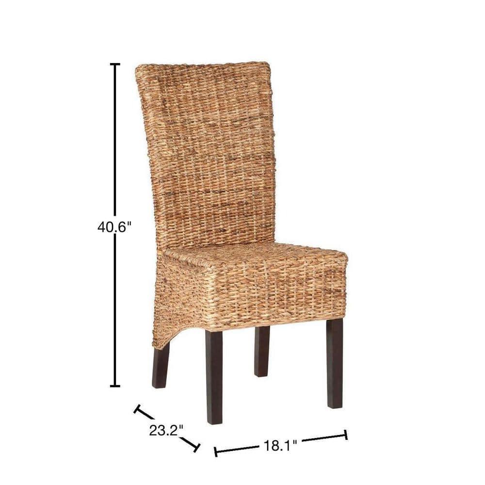 Kiska 18" H Rattan Side Chair (Set of 2) - FOX1021 - Dark Brown - Safavieh Couture