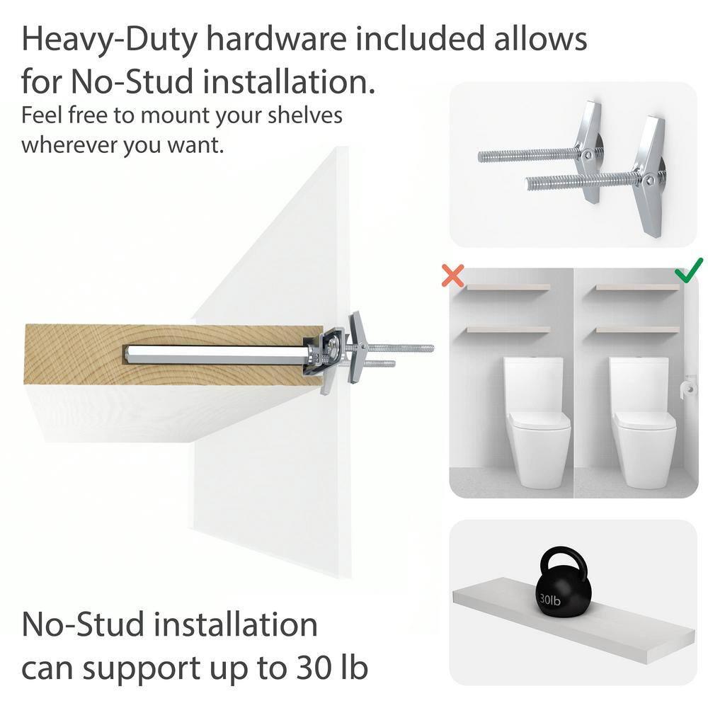 2 Piece Solid Wood Floating Shelf