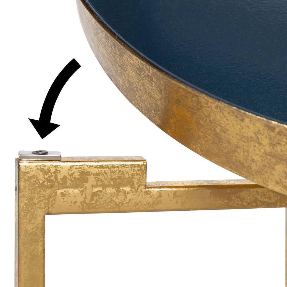 Kate and Laurel Celia Round Metal Side Table, 18.25x18.25x22, Navy Blue