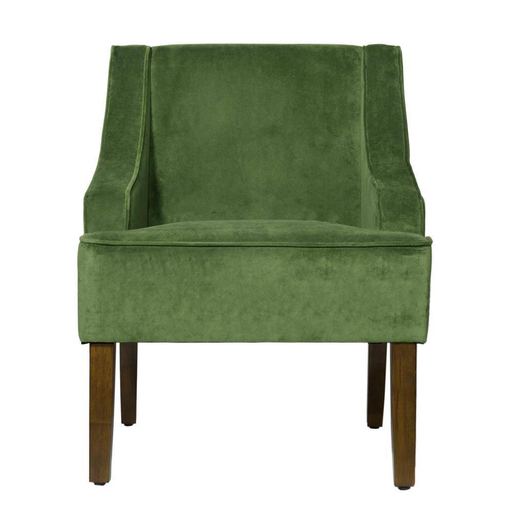 Velvet Swoop Armchair Forest Green - HomePop: Elegant Side Arms, Wood Legs, 250lb Capacity