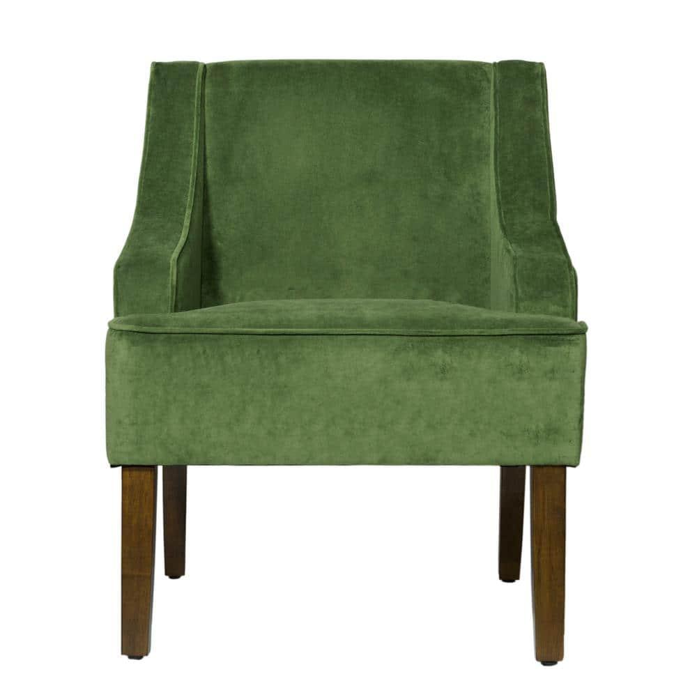 Velvet Swoop Armchair Forest Green - HomePop: Elegant Side Arms, Wood Legs, 250lb Capacity