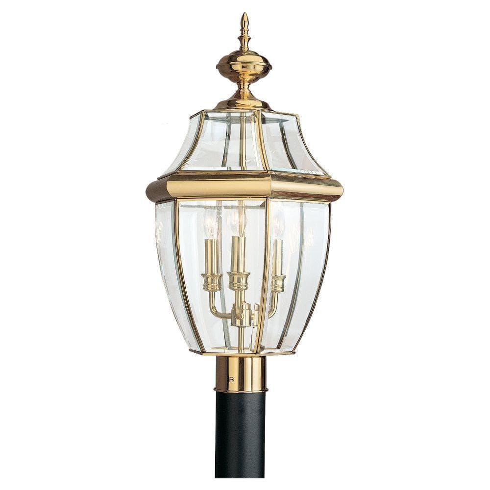 Lancaster 3-Light Outdoor Polished Brass Post Top