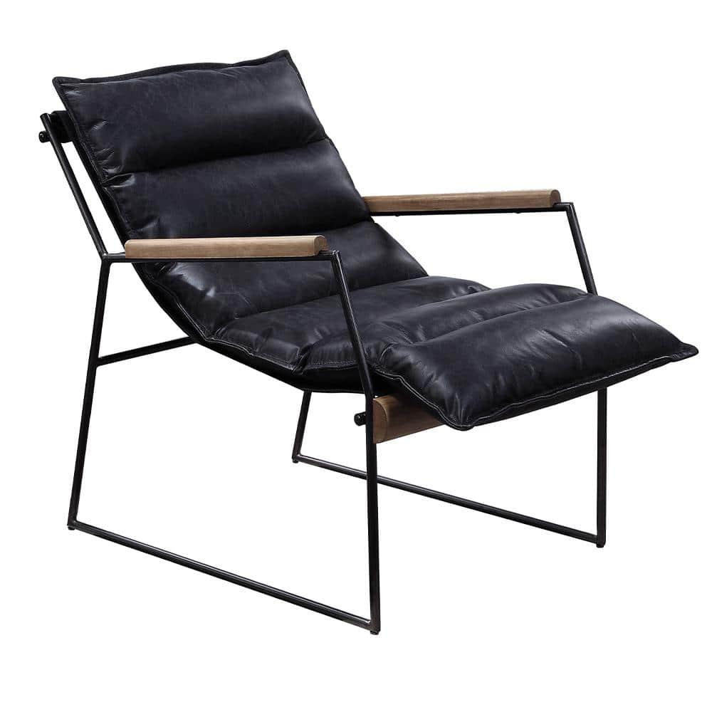ACME Luberzo Top Grain Leather Upholstered Accent Chair in Distress Expresso