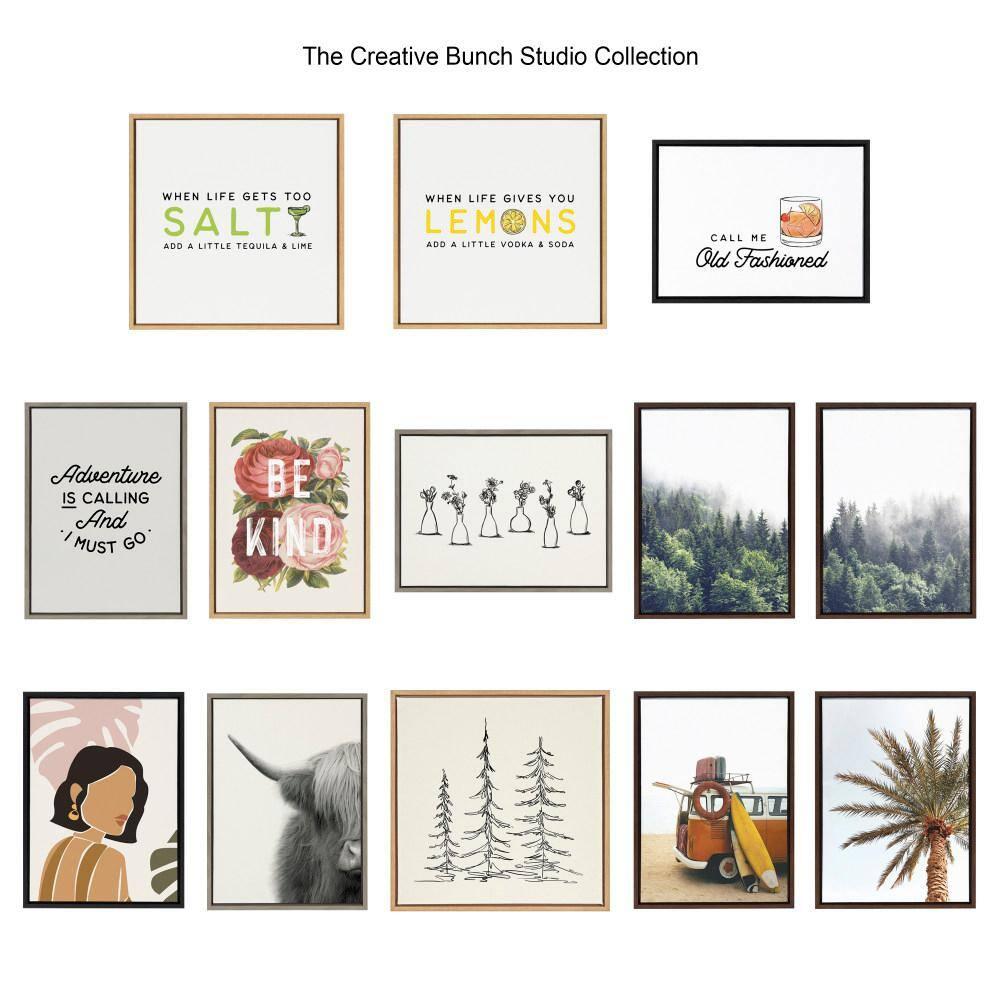 Kate and Laurel Sylvie Hey Dude Highland Cow Framed Linen Canvas by The Creative Bunch Studio, 18x24, Gray