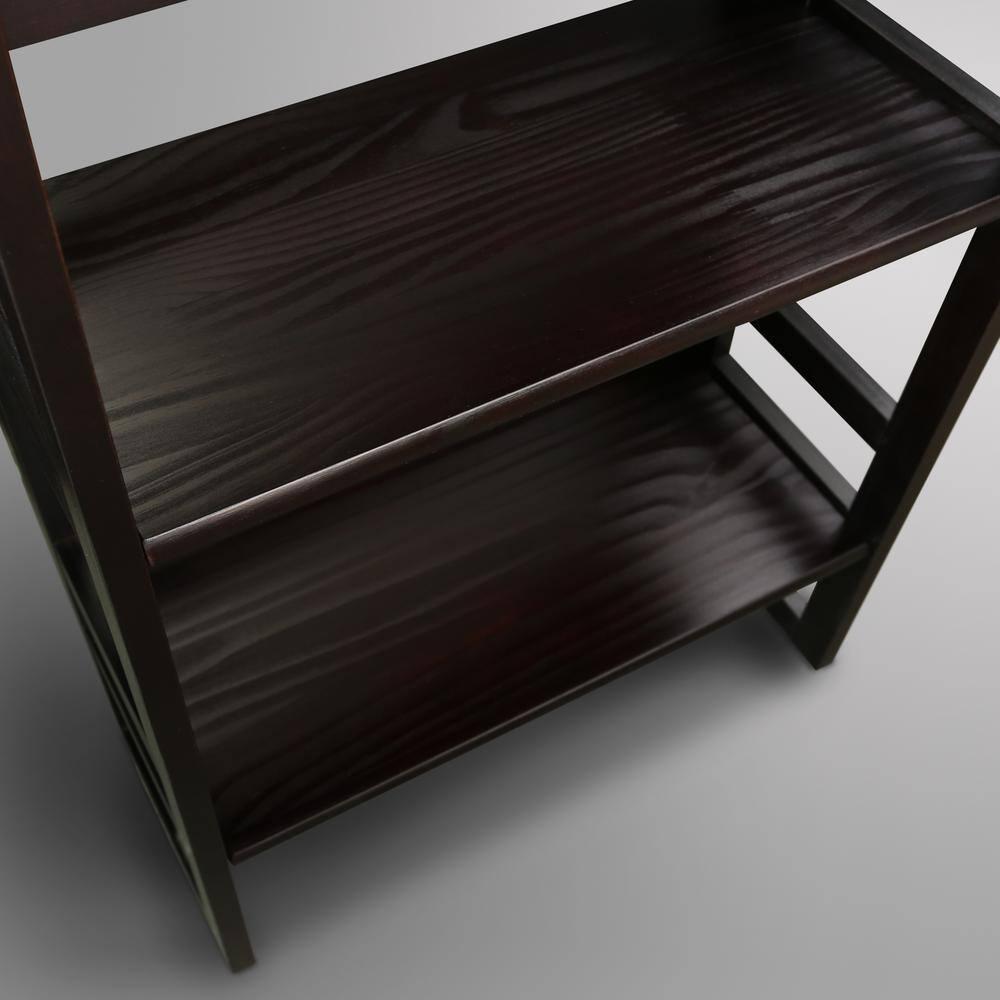 3-Shelf Folding Student Bookcase 20.75" Wide-Espresso