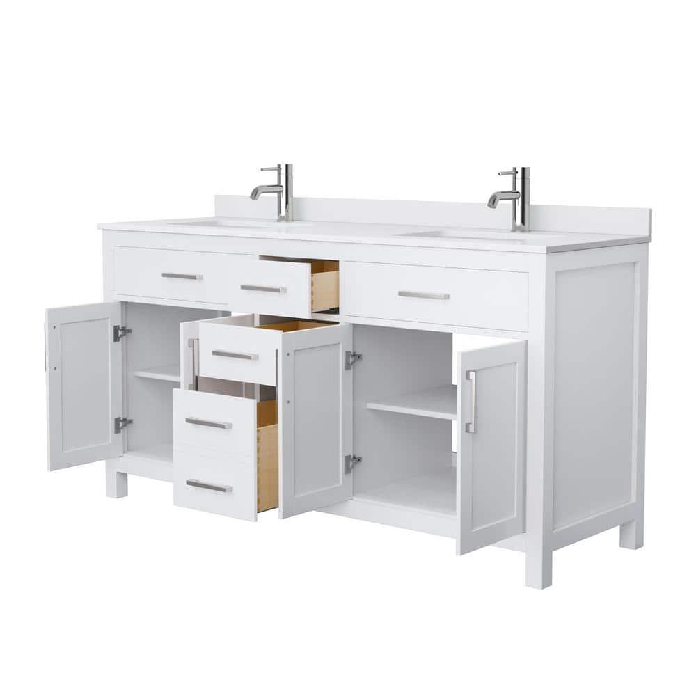 Beckett 66" Freestanding Double Bathroom Vanity with Cultured Marble Top