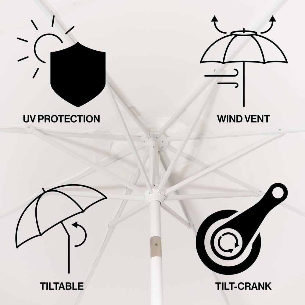 Arlmont & Co. Taveon 9 ft. Classic MidCentury Market Patio Umbrella with UV Protection, Auto-Tilt, and Crank | Wayfair