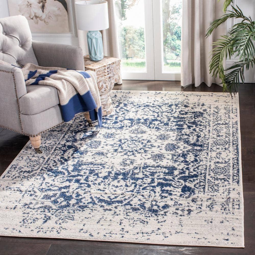 Madison MAD603 Power Loomed Indoor Area Rug - Cream/Navy - 6'7"x9'2" - Safavieh