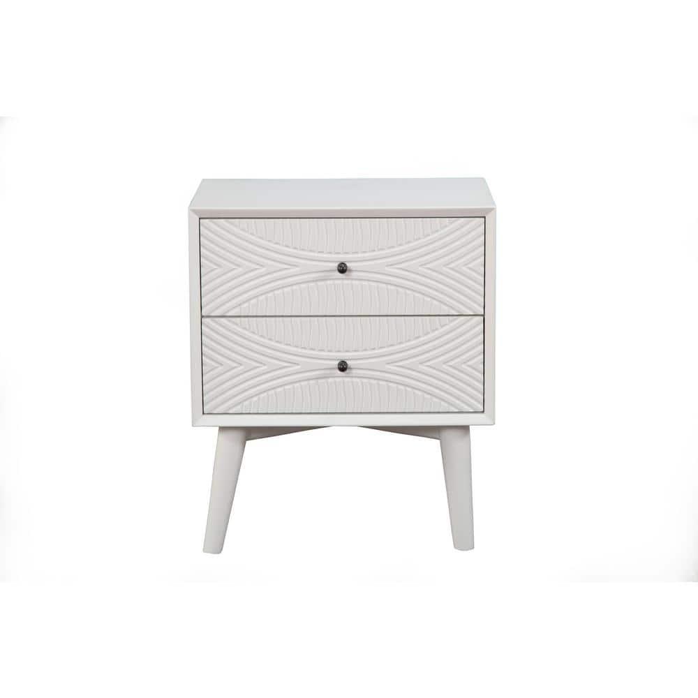 Alpine Furniture Tranquility 2 Drawer Nightstand, 22" W X 16" D X 26" H, white