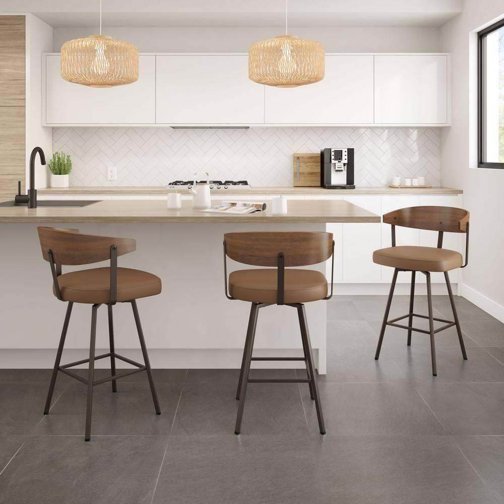 Amir Swivel Counter & Bar Stool with Wooden Back