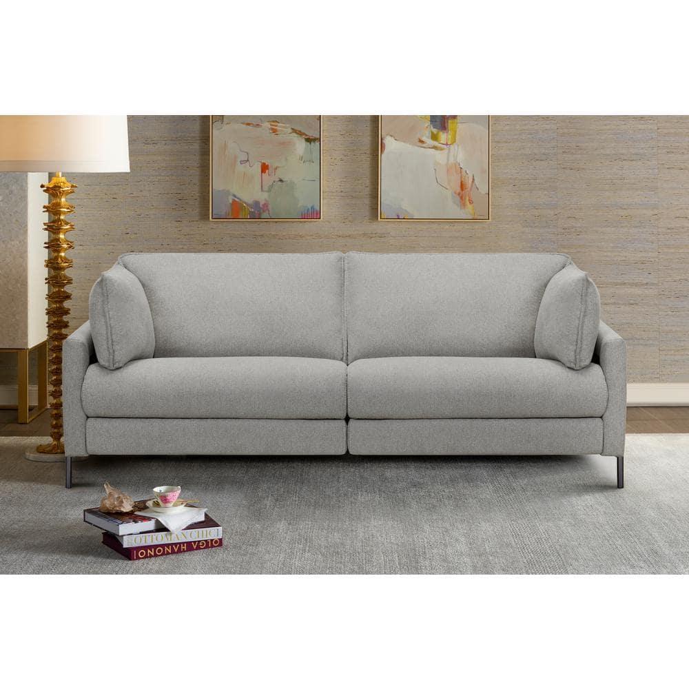 Armen Living Juliett 80" Modern Fabric Reclining Sofa in Gray