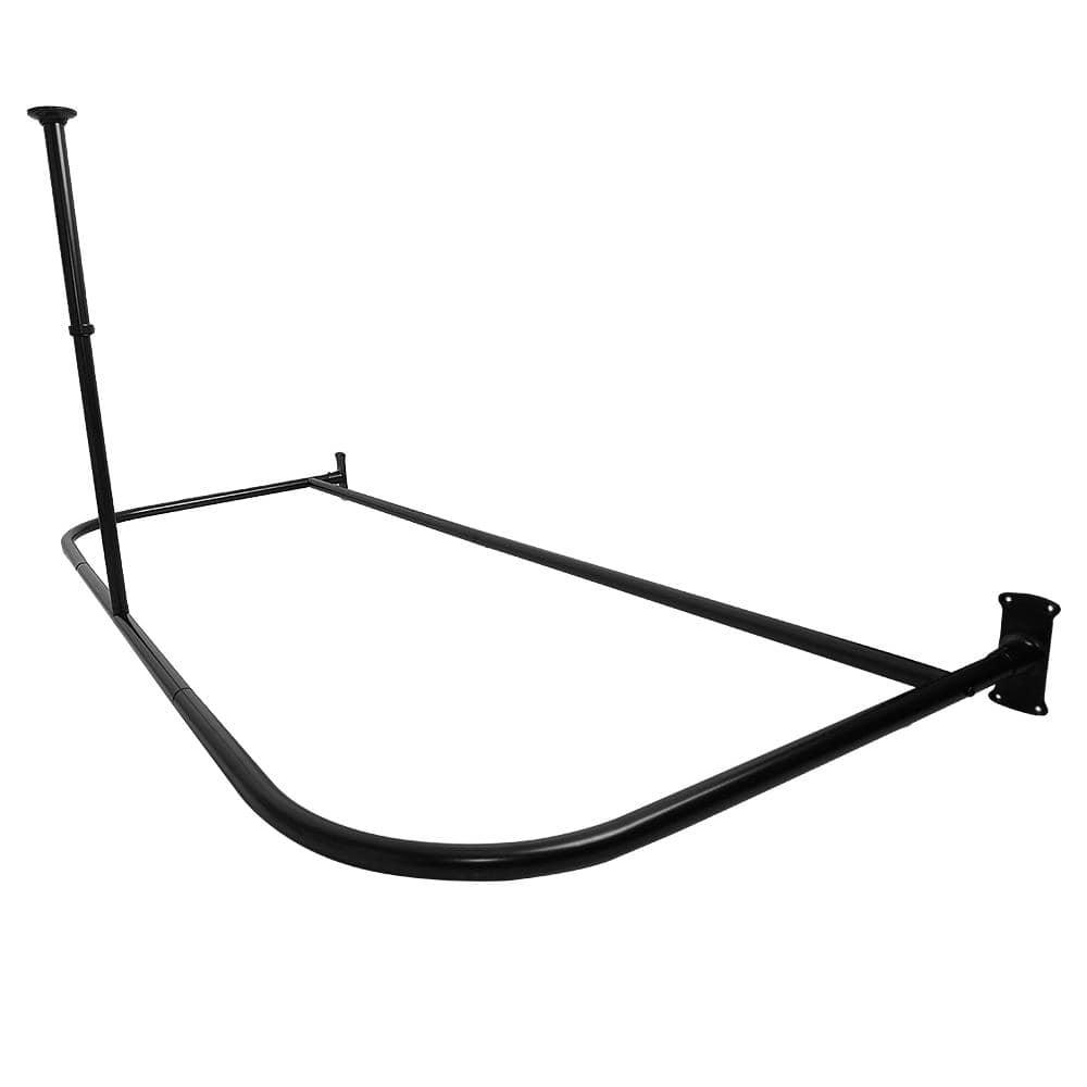 Rustproof 60 in. Large Size by 25 in. Aluminum D-Shape Shower Rod in Black
