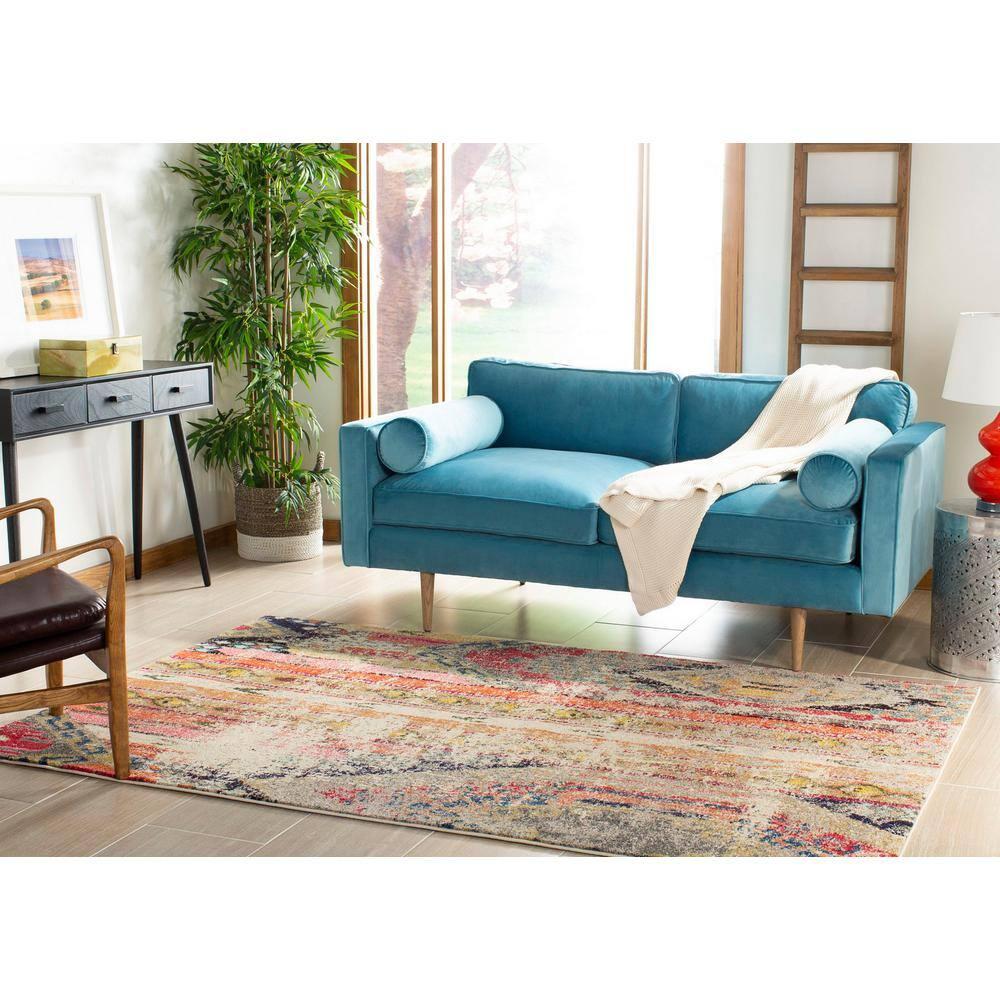 SAFAVIEH Monaco Risto Abstract Area Rug, Light Grey/Multi, 12' x 18'