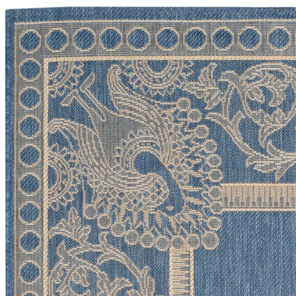 SAFAVIEH Courtyard Cooper Floral Indoor/Outdoor Area Rug, 9' x 12', Blue/Natural