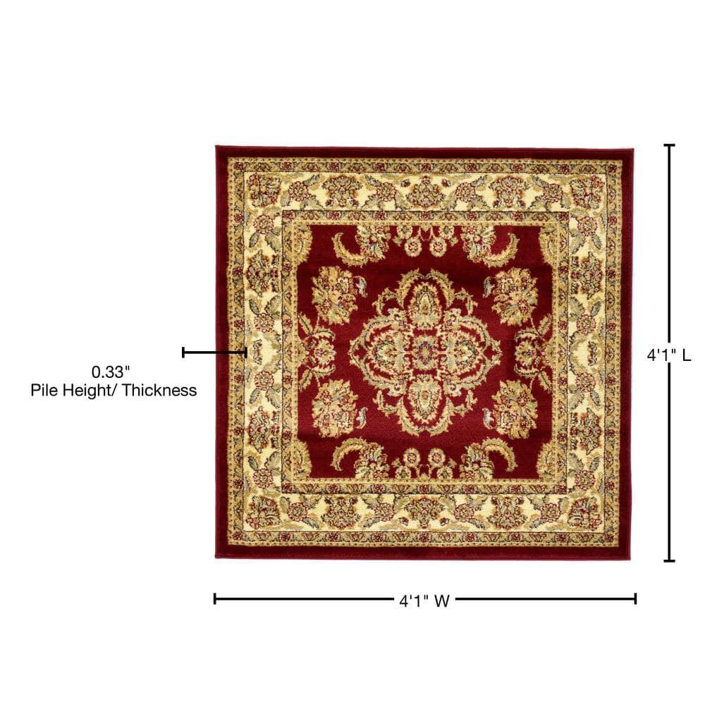 Unique Loom Voyage Collection Area Rug - Reddington (4' 1" Square Red/Cream)