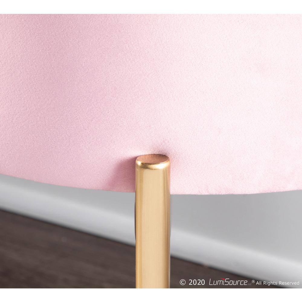 48" Chloe Contemporary Upholstered Storage Bench Gold/Blush Pink - LumiSource: Velvet, Flip-Top Lid, Metal Base