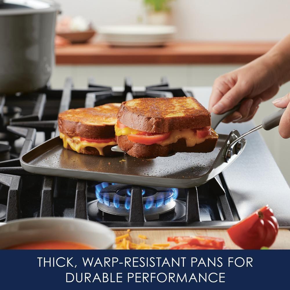 Rachael Ray Rachael Ray Cook + Create Aluminum Nonstick Square Stovetop Griddle Pan, 11-Inch