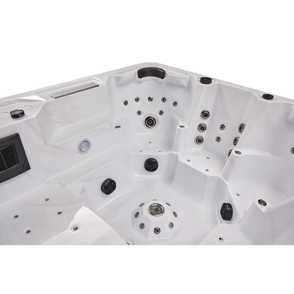 Luxury Spas Luxury Spas 240 Volt 5 Person Galley - Person 69 - Jet Acrylic Square Hot Tub With Ozonator In Cloud Gray