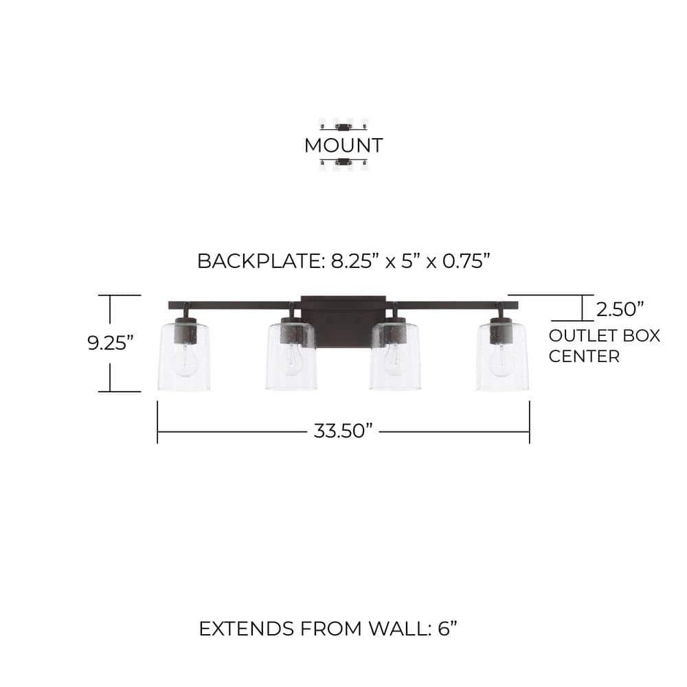 Capital Lighting 128541-449 Greyson 4 Light 34" Wide Bathroom Vanity Light - Bronze
