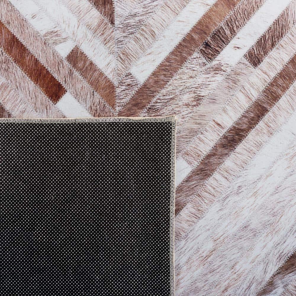 Faux Hide FAH526 Power Loomed Machine Washable Indoor Area Rug - Beige/Brown - 5'x8' - Safavieh