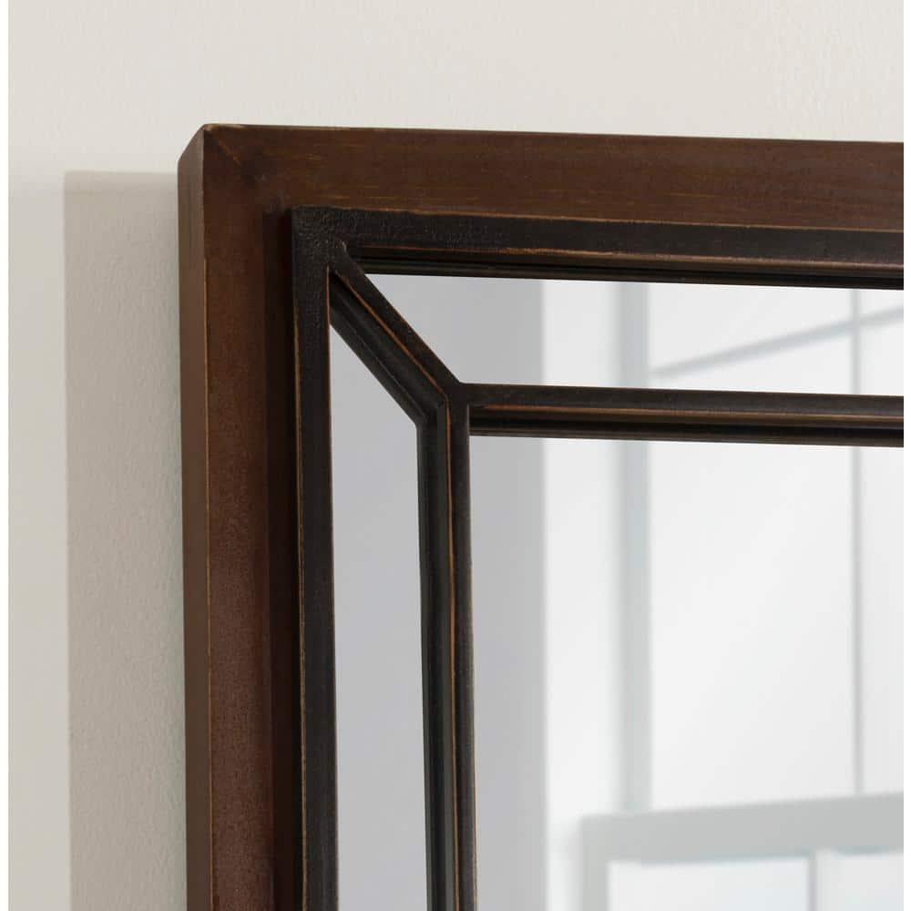 Kate & Laurel All Things Decor 24" x 36" Audubon Rectangle Wall Mirror Rustic Brown : Vintage Farmhouse Style, MDF Frame