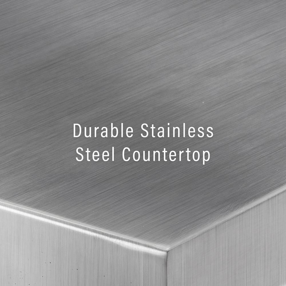 Alexandria Stainless Steel Top Kitchen Island Wood/Black - Crosley: Hardwood Frame, 6 Shelves, 2 Drawers