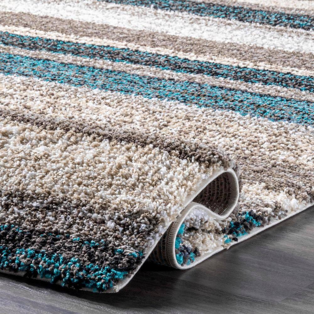 Nuloom Drey Striped Shag Indoor Area Rug, Runner 2' 6" x 10', Blue Multicolor