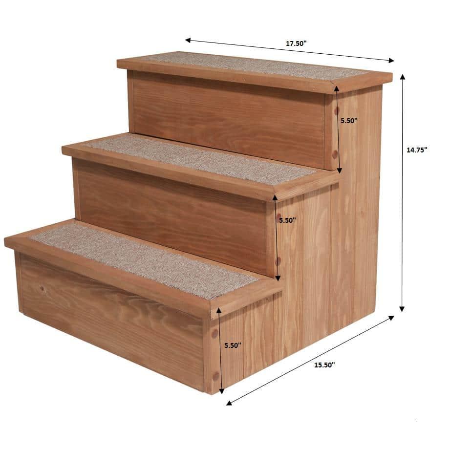 Canadian Hemlock Wooden Pet Stairs with Storage