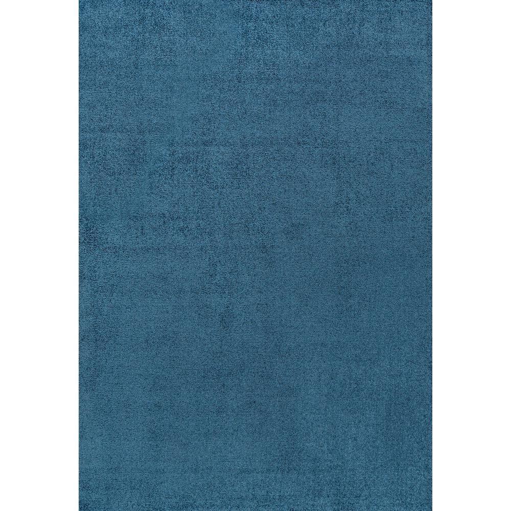8'x10' Haze Solid Low-Pile Area Rug, Navy - JONATHAN Y