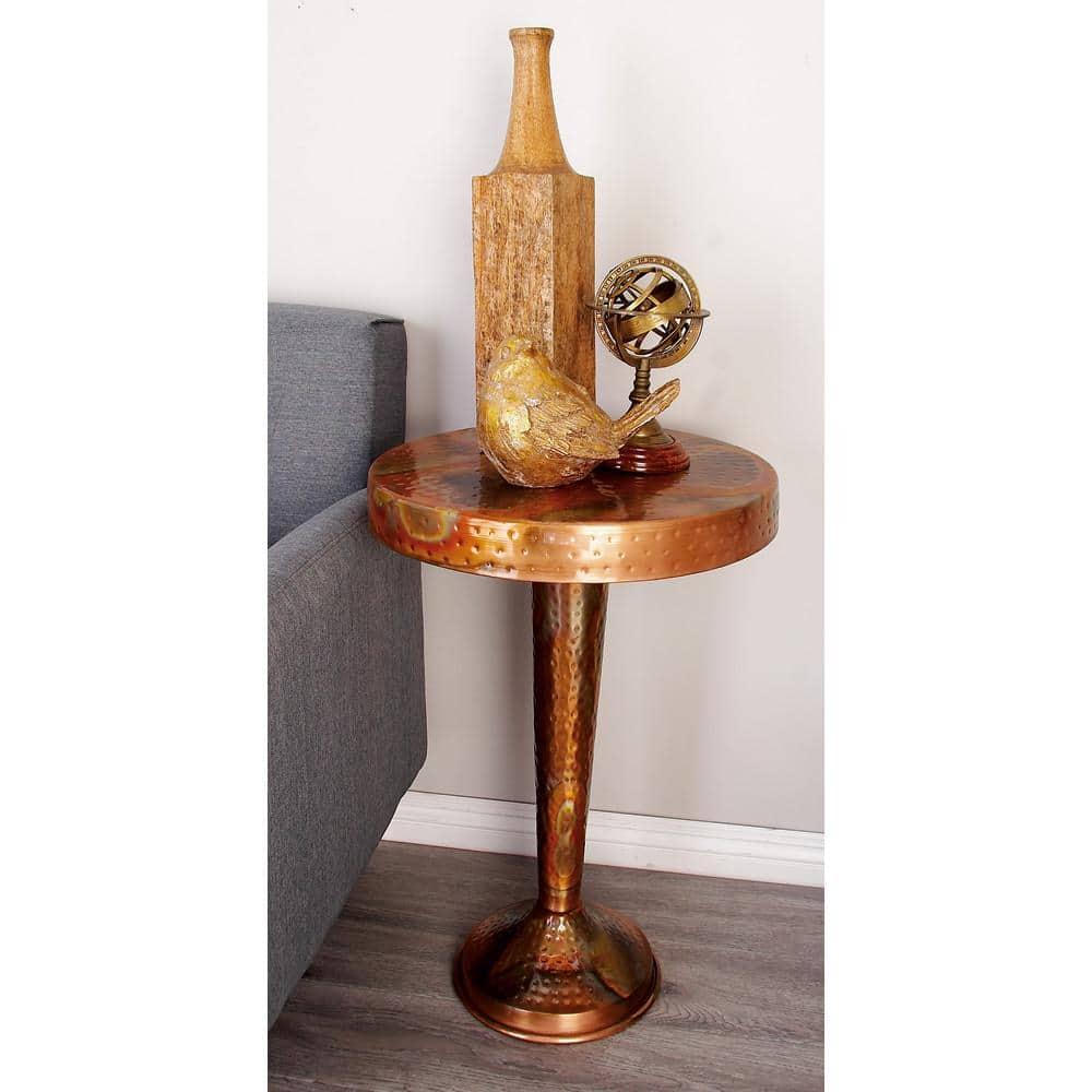 Metal Round Accent Table Tapered Pole Frame Copper - Olivia & May