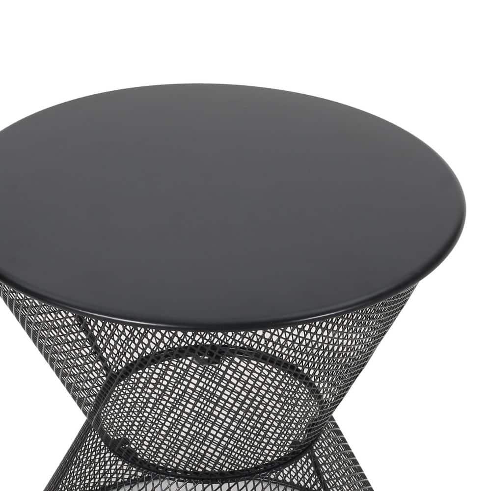 Noble House Nevada Outdoor Iron Side Table in Matte Black