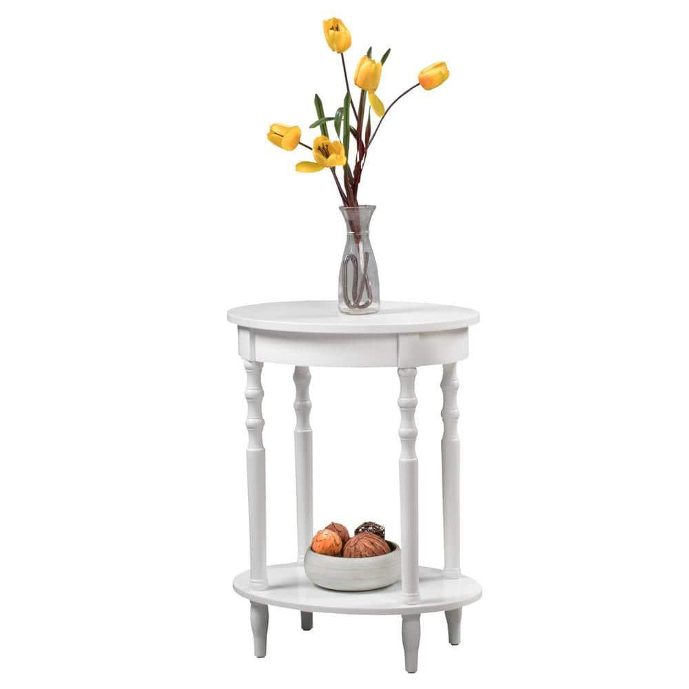 Classic Brandi White Oval End Table with Shelf